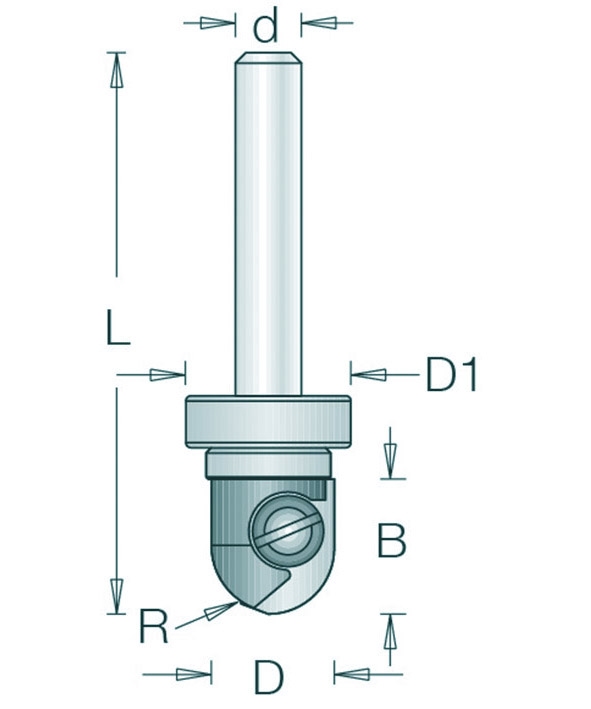 676-8 HM Amaxx Holprofielfrees met Bovenlager en Wisselmes R=6 d=8